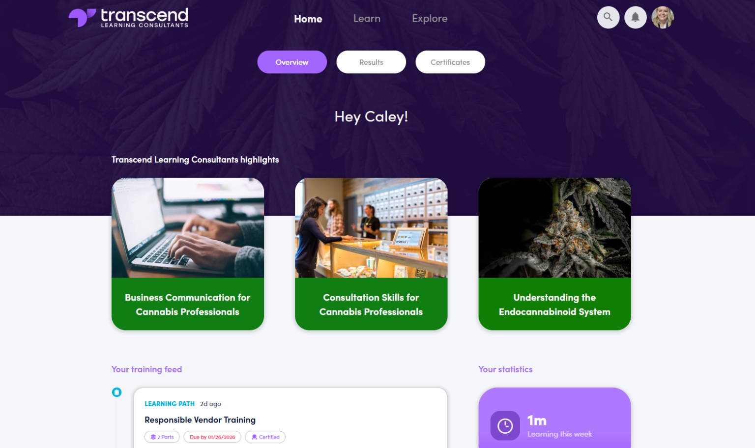 Learner Dashboard Page