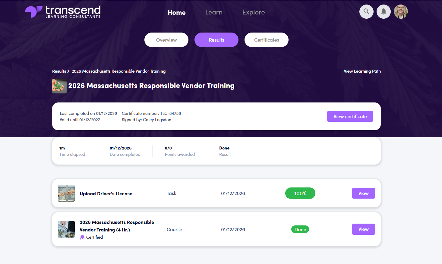 Learner Records Page